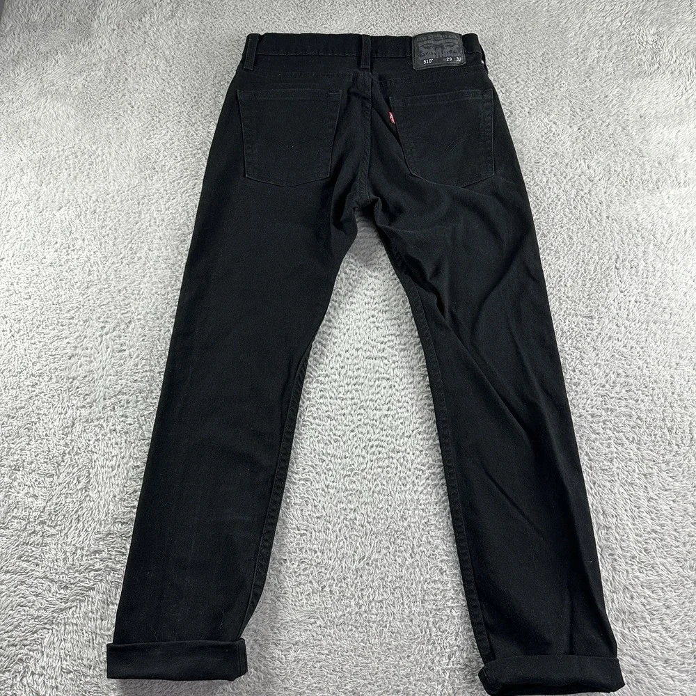 Levi's 510 Jeans Mens‎ 29x32 (29x25) Black Stretch Skinny Straight Grunge Emo